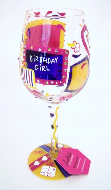 birthday girl wine glass