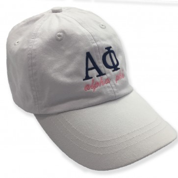 Embroidered White Sorority Letter Hat